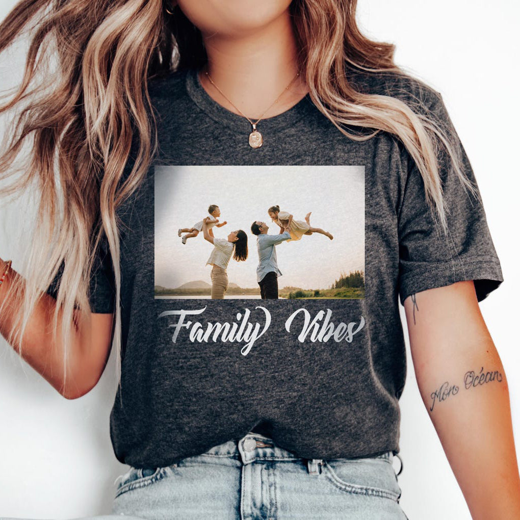 Custom Photo Text Shirt Personalized Family & Couple Photo Tee Gift for Birthday