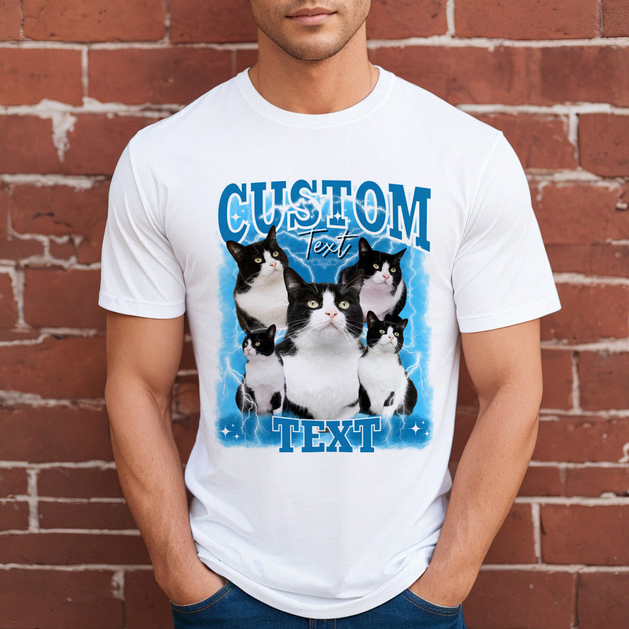 Custom Bootleg Shirt Personalized Cat Photo & Name Shirt Gift for Pet Lover