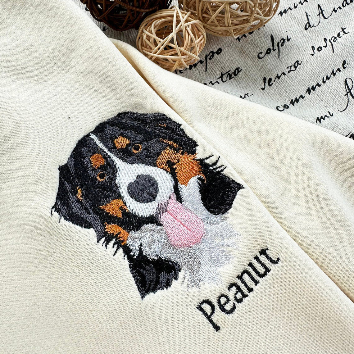 Custom Embroidered Pet Sweatshirt Dog Photo Portrait Sweatshirt Gift for Pet Lovers