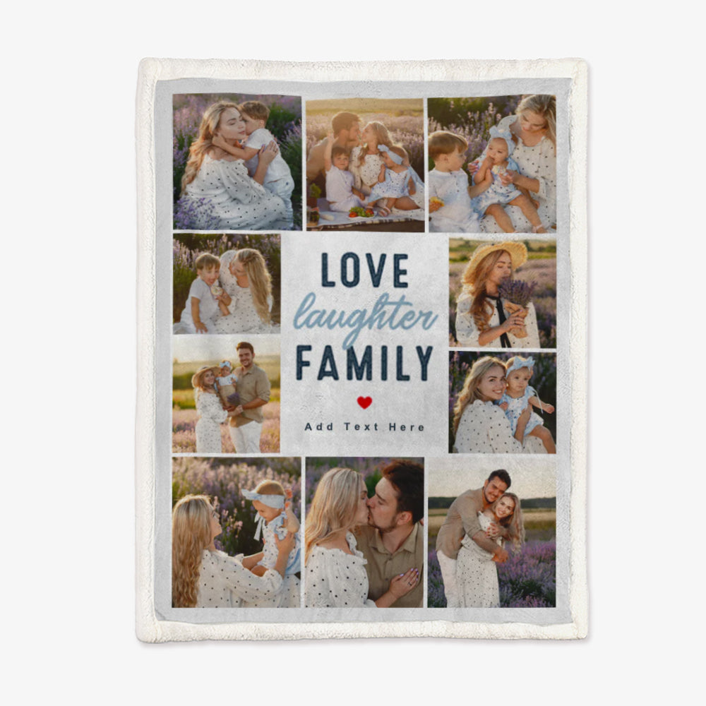 Custom Heart Collage Photo Blanket Personalized Memorable Pictures Blanket Gift for Couple & Family