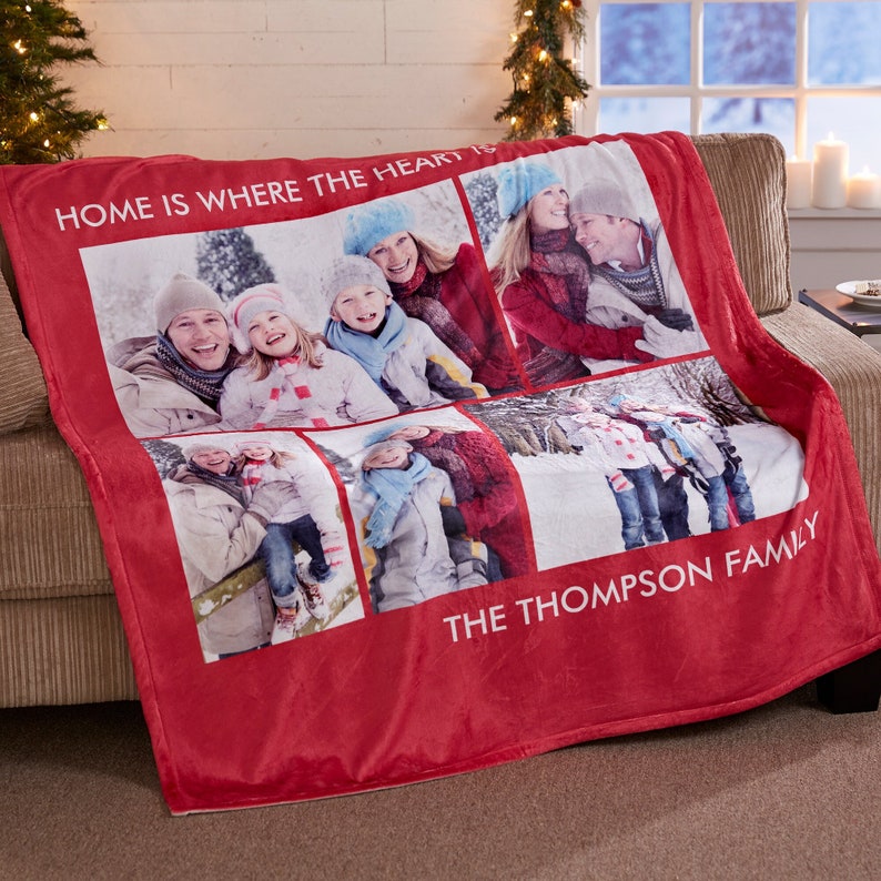 Personalized Family Photos Puzzle Blankets Custom Multi Photos Blanket Gift for Family