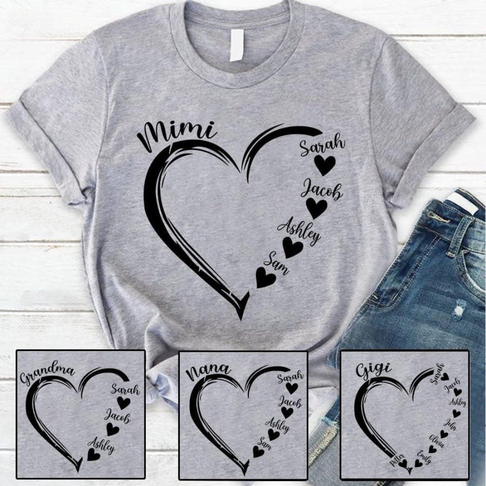 Custom Mama Shirt Personalized Mimi with Kids Name T-shirt Gift For Family