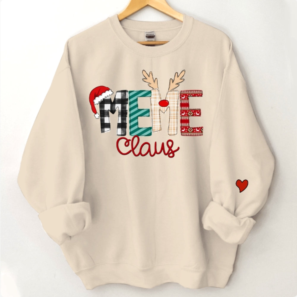 Custom Christmas Grandma/Mama Sweatshirt Personalized Xmas Claus with Kids' Names Sweatshirt