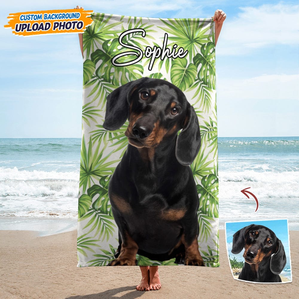 Personalized Dog Photo Beach Blanket Unique Pet Photo Portrait Blanket Gift for Pet Lover