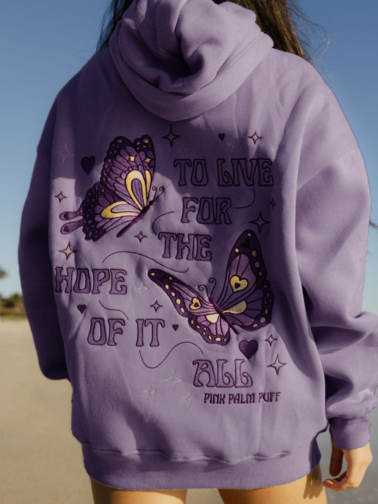 Aesthetic Pink To Live For the Hope of it All Printed Hoodie