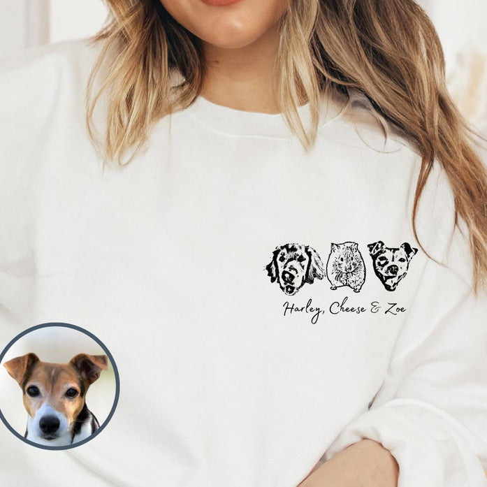 Custom Pet Sweatshirt Personalized Dog Portrait from Photo Sweatshirt Unique Gift for Pet Lover