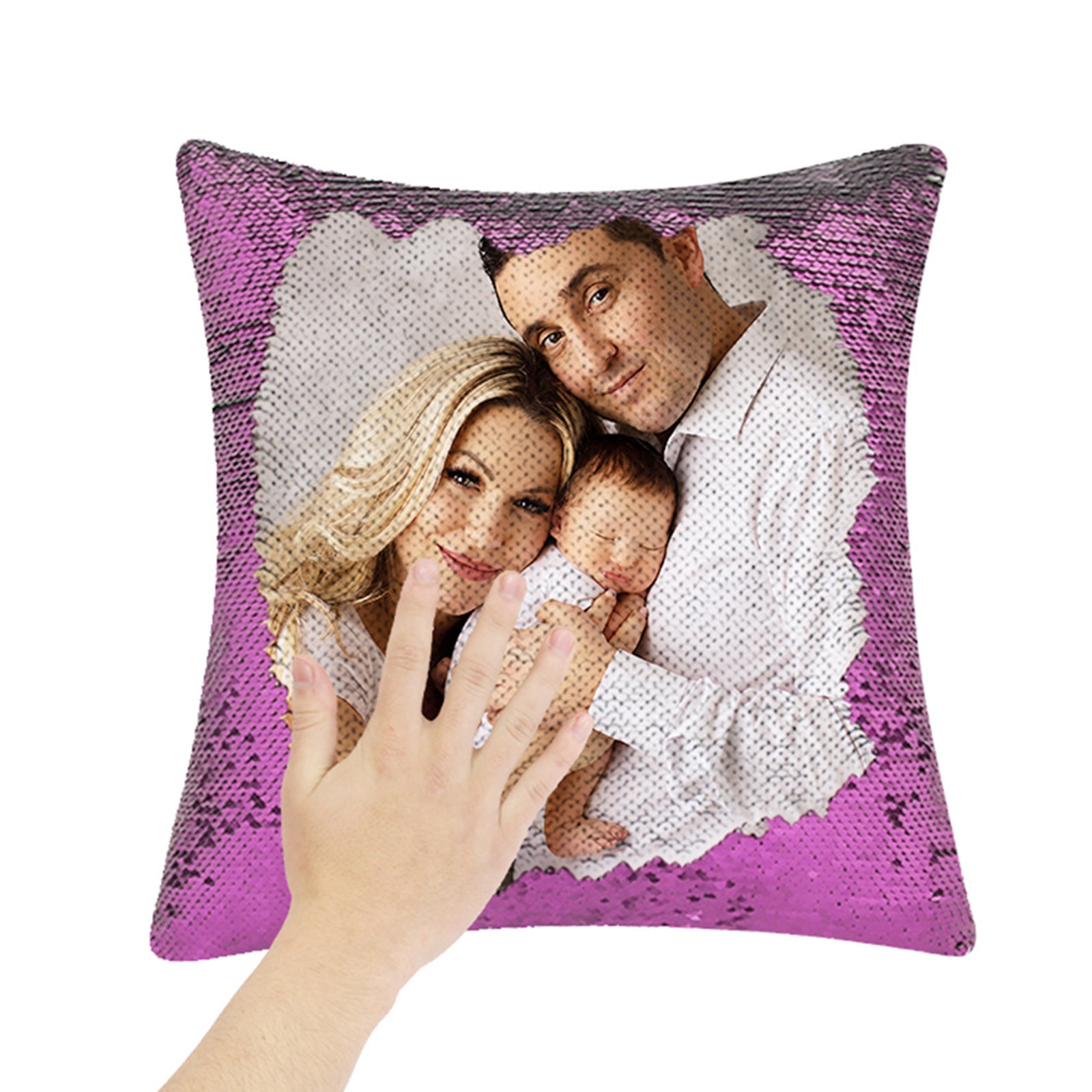 Custom Photo Pillow Reversible Flip Sequin Photo Pillow Gift for Friend & Family