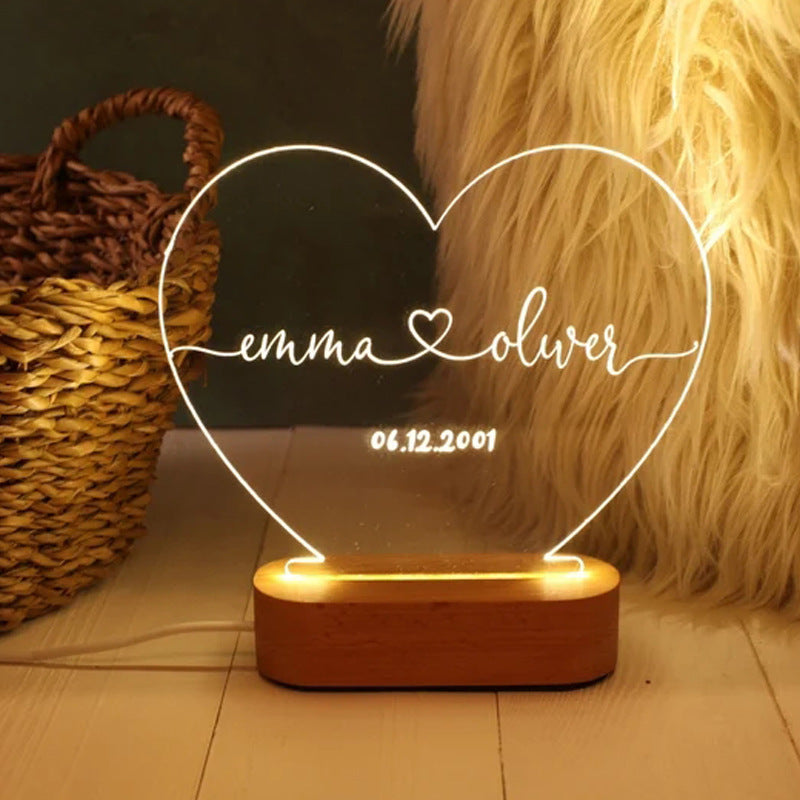 Custom Heart Shape Night Light Valentine's Day Gift