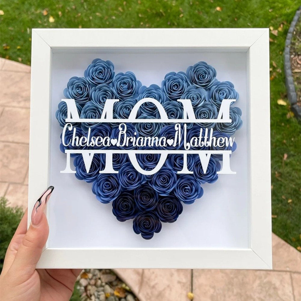 Personalized Flower Shadow Box Preserved Rose Picture Frame Gift for Mom