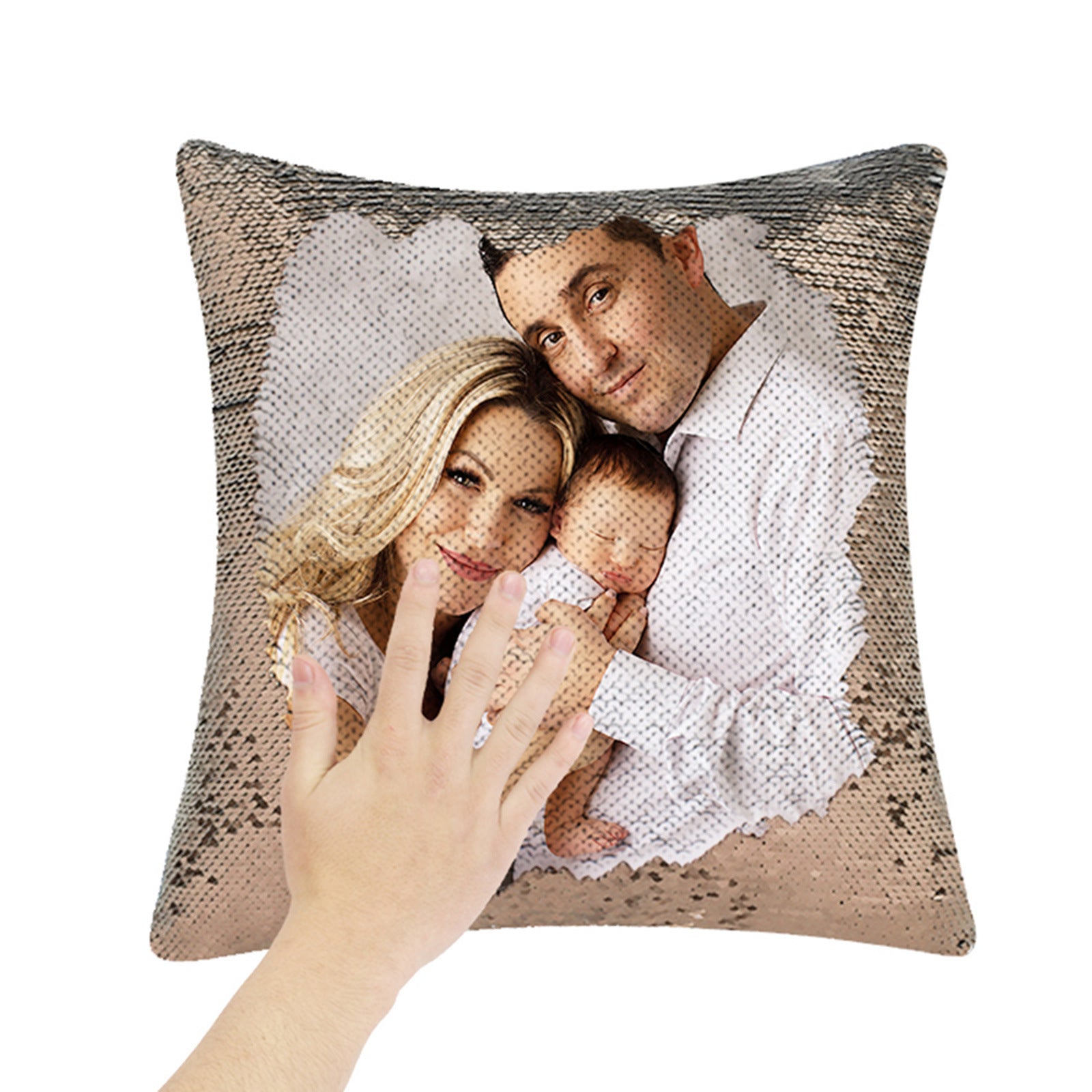 Custom Photo Pillow Reversible Flip Sequin Photo Pillow Gift for Friend & Family