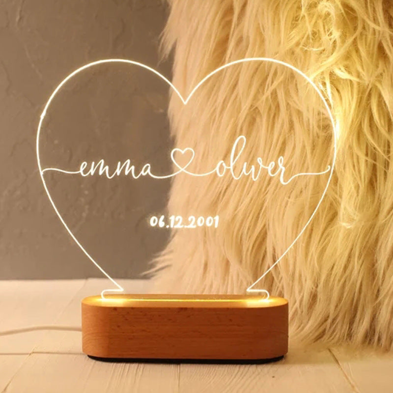 Custom Heart Shape Night Light Valentine's Day Gift