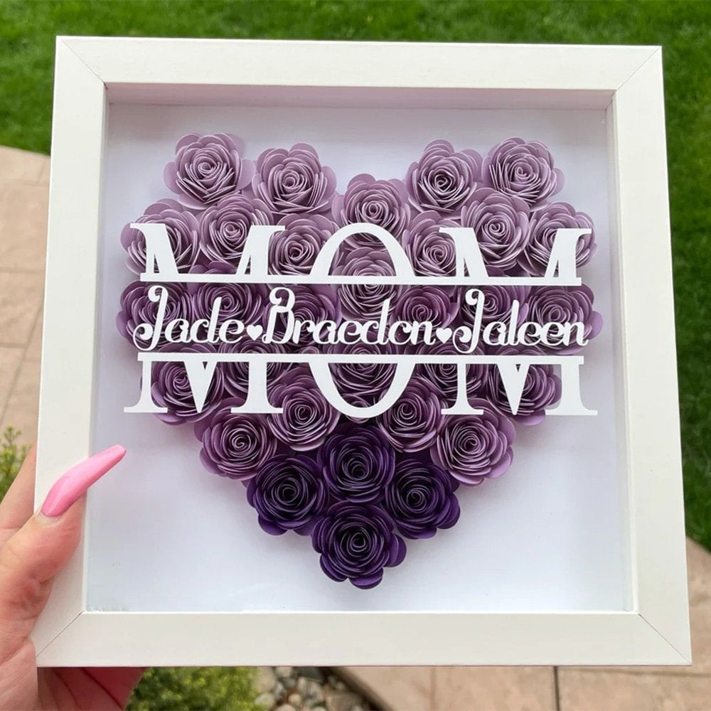 Personalized Flower Shadow Box Preserved Rose Picture Frame Gift for Mom