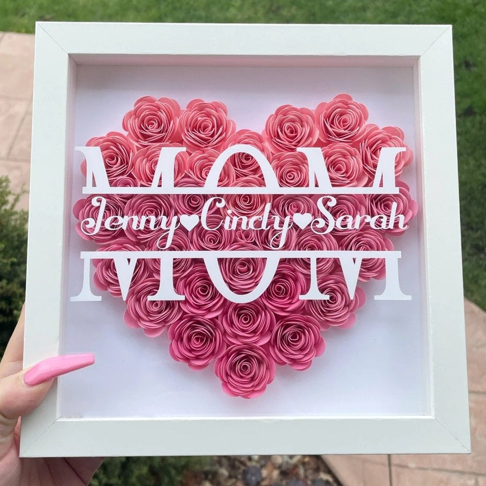 Personalized Flower Shadow Box Preserved Rose Picture Frame Gift for Mom