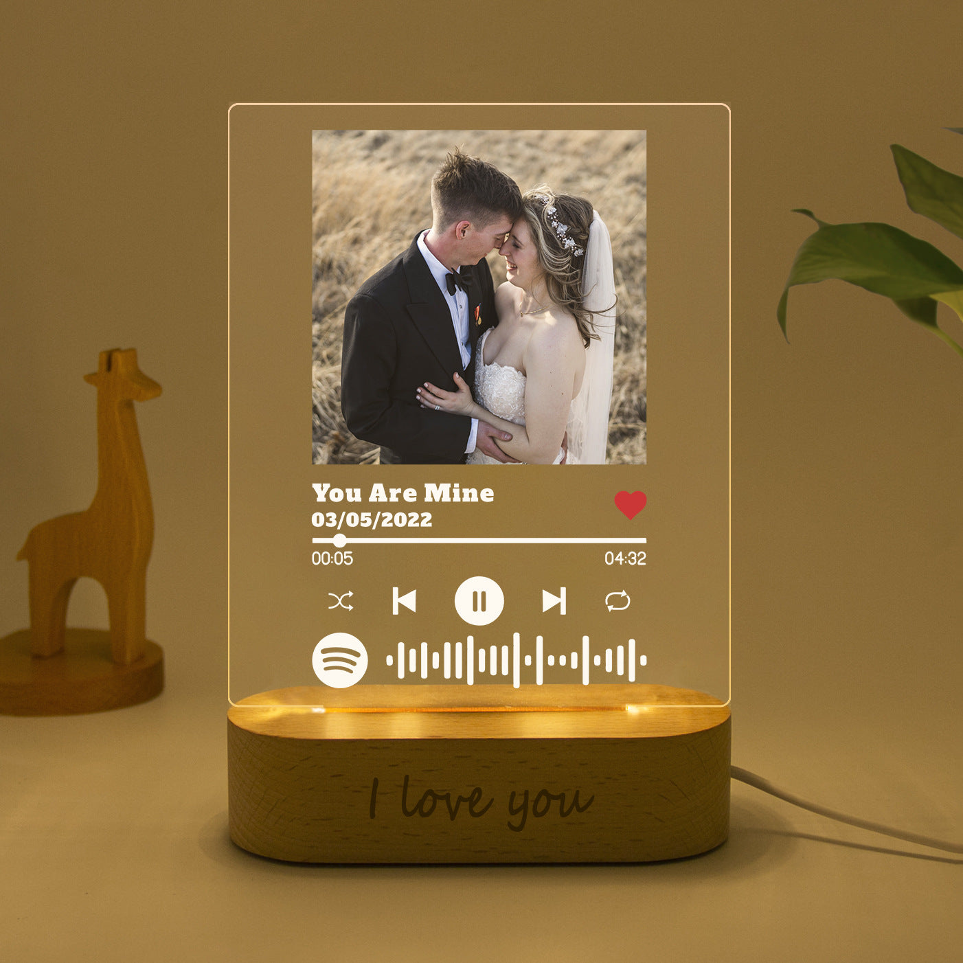 Personalized Photo Music Night Light Plaque Bedroom Decor