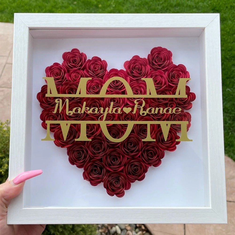 Personalized Flower Shadow Box Preserved Rose Picture Frame Gift for Mom