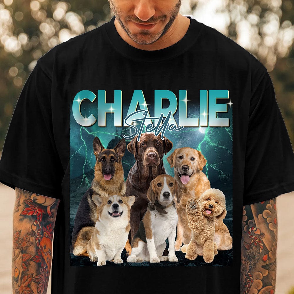 Custom Retro Pet Photo Bootleg Rap Shirt Unique Gift for Pet Lovers