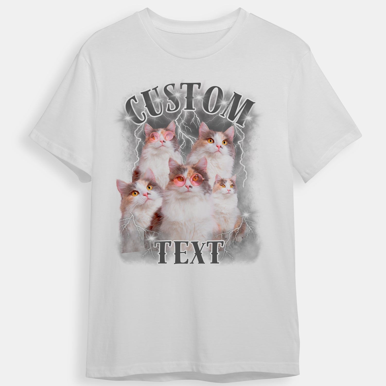 Custom Cat Bootleg Rap Shirt Personalized with Your Own Pets Photo Unique Gift for Pet Lover