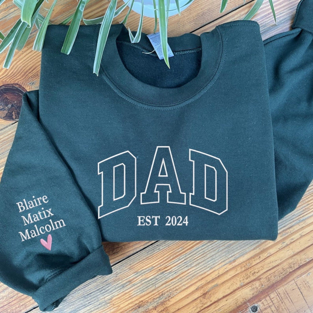 Personalized Papa Sweatshirt Embroidered Dad with Kids Name Sweatshirt Custom Gift for Father's Day