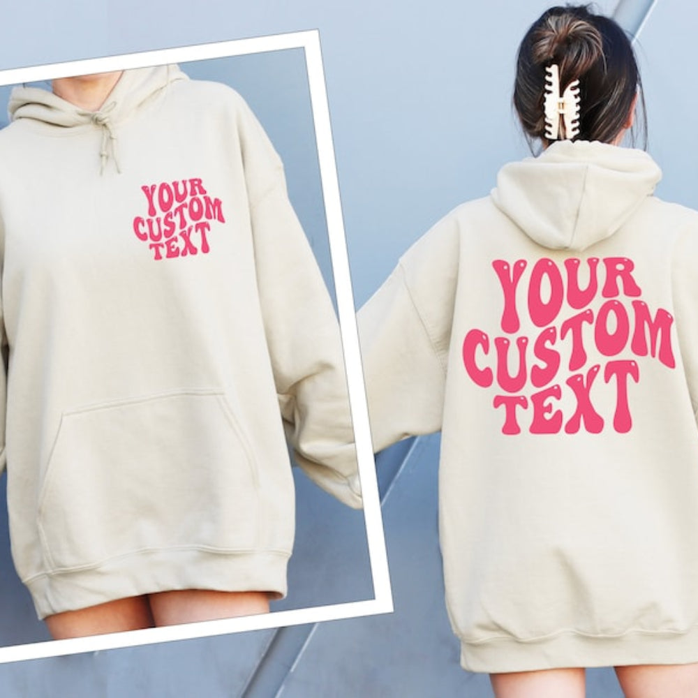 Custom Wavy Text Hoodie Funny Personalized Vocation Mode Text Printed Hoodie