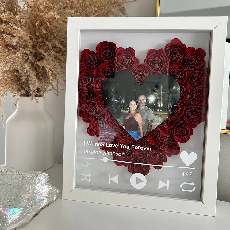 Personalized Music Album Flower Shadow Box Personalized Heart Flower Box for Family