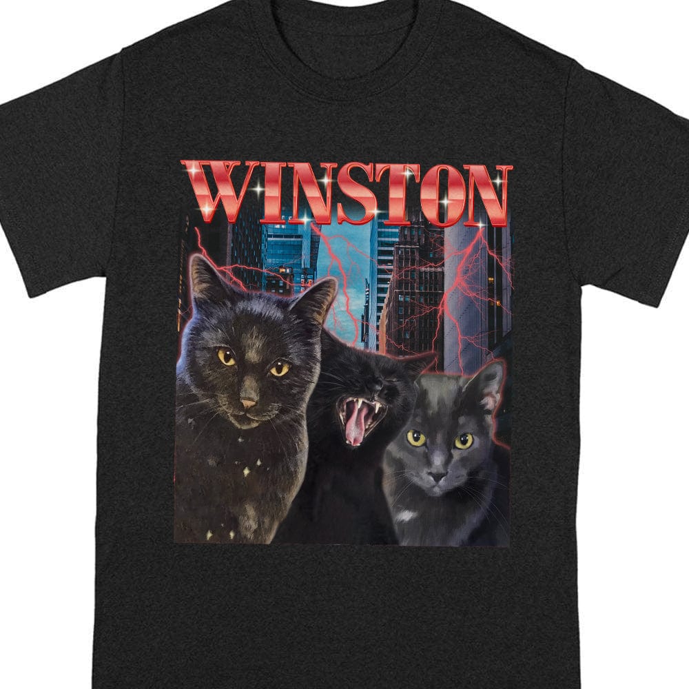 Custom Vintage Cat Bootleg Rap Shirt Personalized Add Your Own Pet Photo Tee