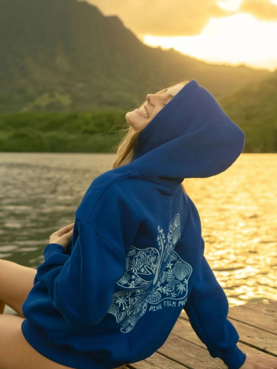 Women's Aesthetic Hawaii Hibiscus Graphic Printed Hoodie