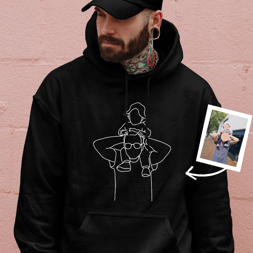 Custom Embroidered Hoodie Personalized Family Portrait from Photo Hoodie