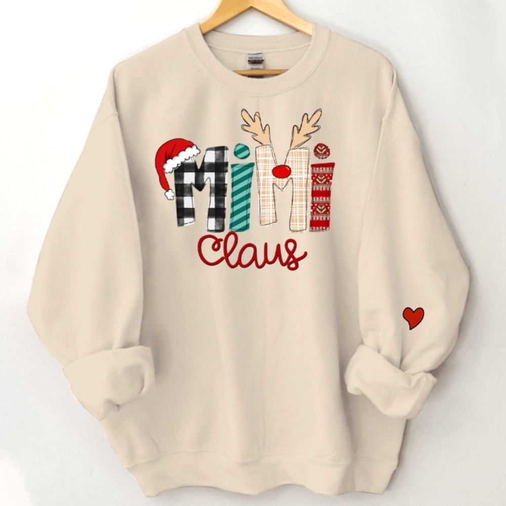 Custom Christmas Grandma/Mama Sweatshirt Personalized Xmas Claus with Kids' Names Sweatshirt