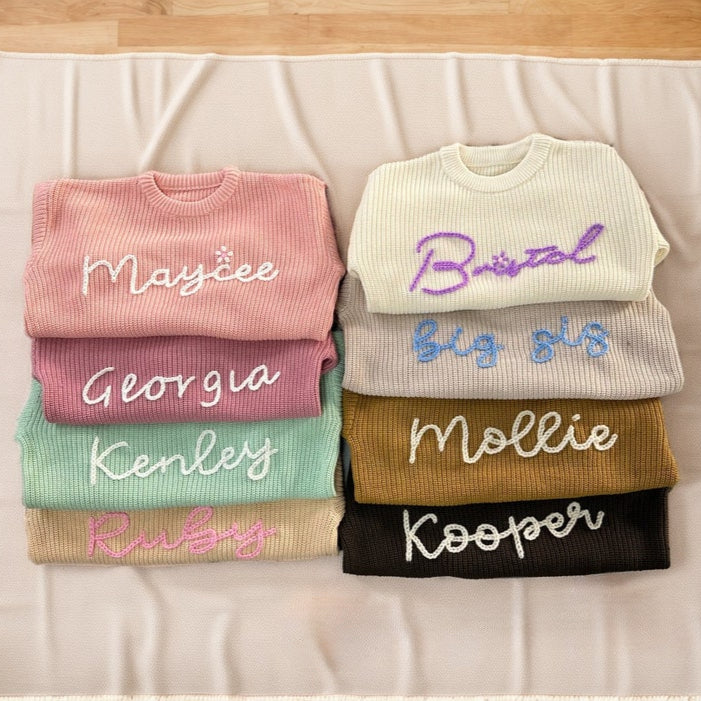 Embroidered Baby Sweater Custom Baby Girls Boys Sweater with Name Gift