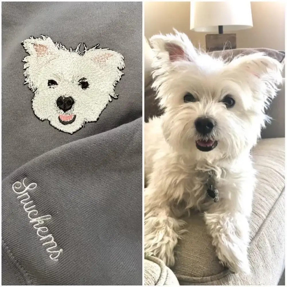 Personalized Pet Hoodie Embroidered Dog Portrait from Photo Sweatshirt Unique Gift for Pet Lover