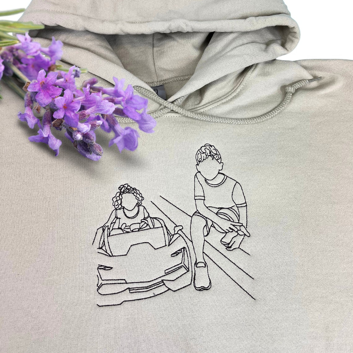 Custom Embroidered Sweatshirt Personalized Couple Photo Portrait Outline Sweatshirt Gift for Couple & Friend