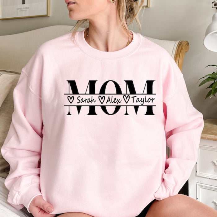 Custom Mama Sweatshirt Minimalist Mom with Kids Name Gift for Mother's Day