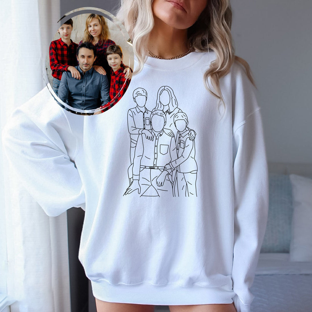 Custom Embroidered Hoodie Personalized Family Portrait from Photo Hoodie