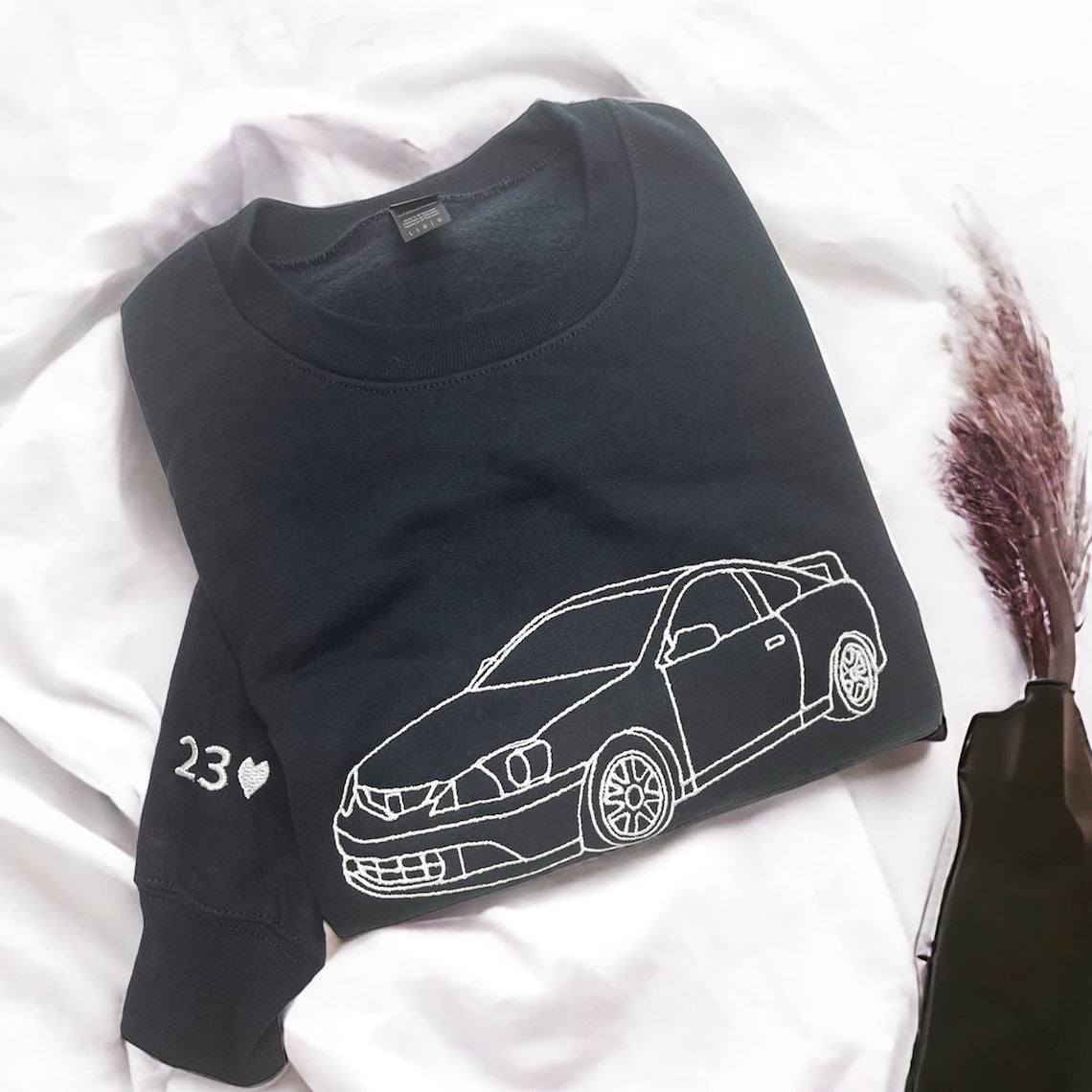 Custom Car Photo Sweatshirt Personalized Embroidered Car Outline Sweatshirt Gift