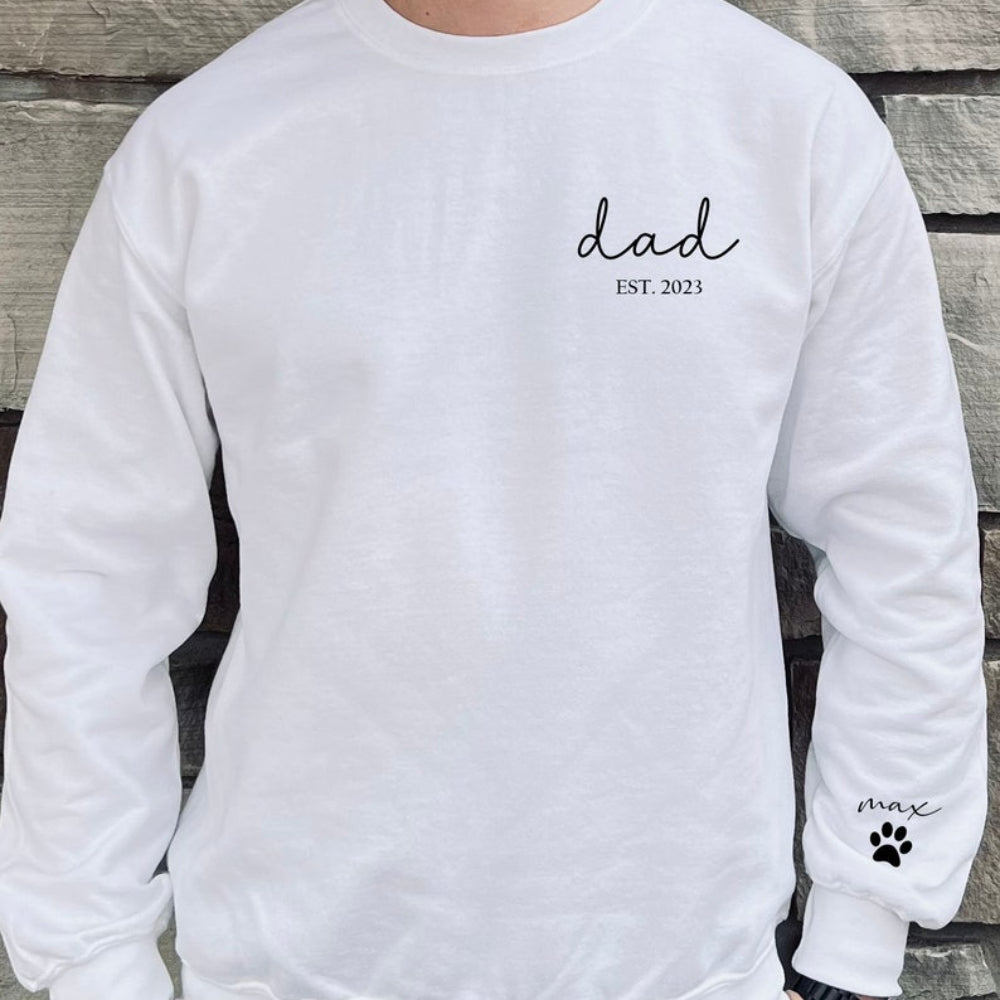 Personalized Dad Sweatshirt Custom Papa Est Year Sweatshirt with Kids Names on Sleeves