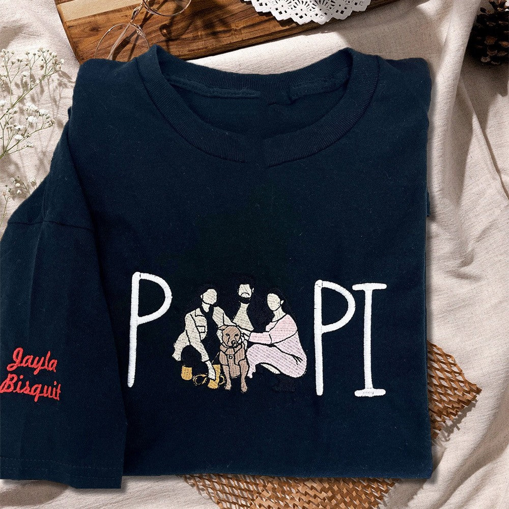 Personalized Embroidered PAPI Portraits from Photo Sweatshirt Unique Gift For Father