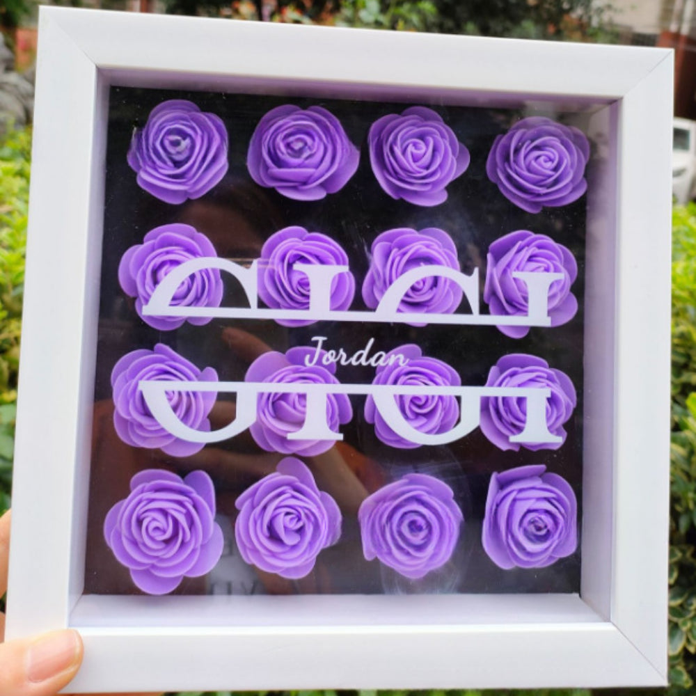 Personalized Flower Shadow Box Preserved Rose Picture Frame Gift for Family