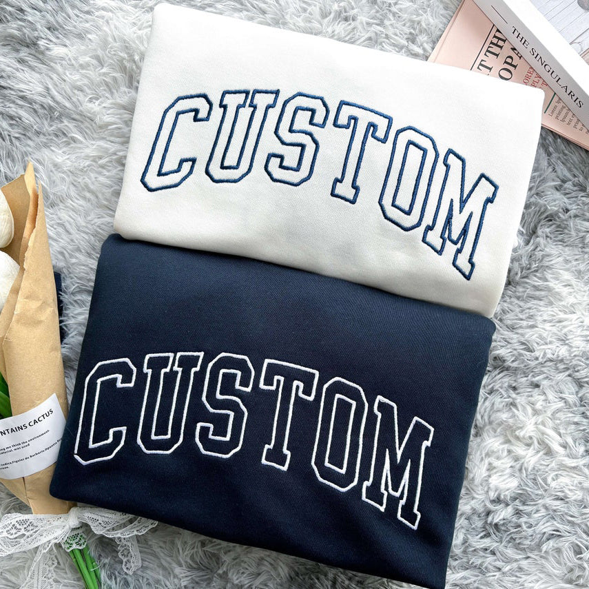 Personalized Embroidered Text Sweatshirt Custom Text Sweatshirt for Team Group & College