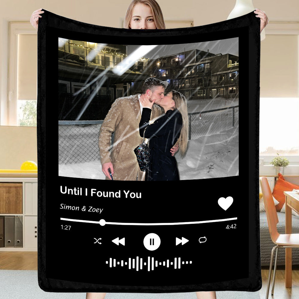 Custom Music Album Blanket Personalized Your Favorite Song Spotify Code Photo Blanket