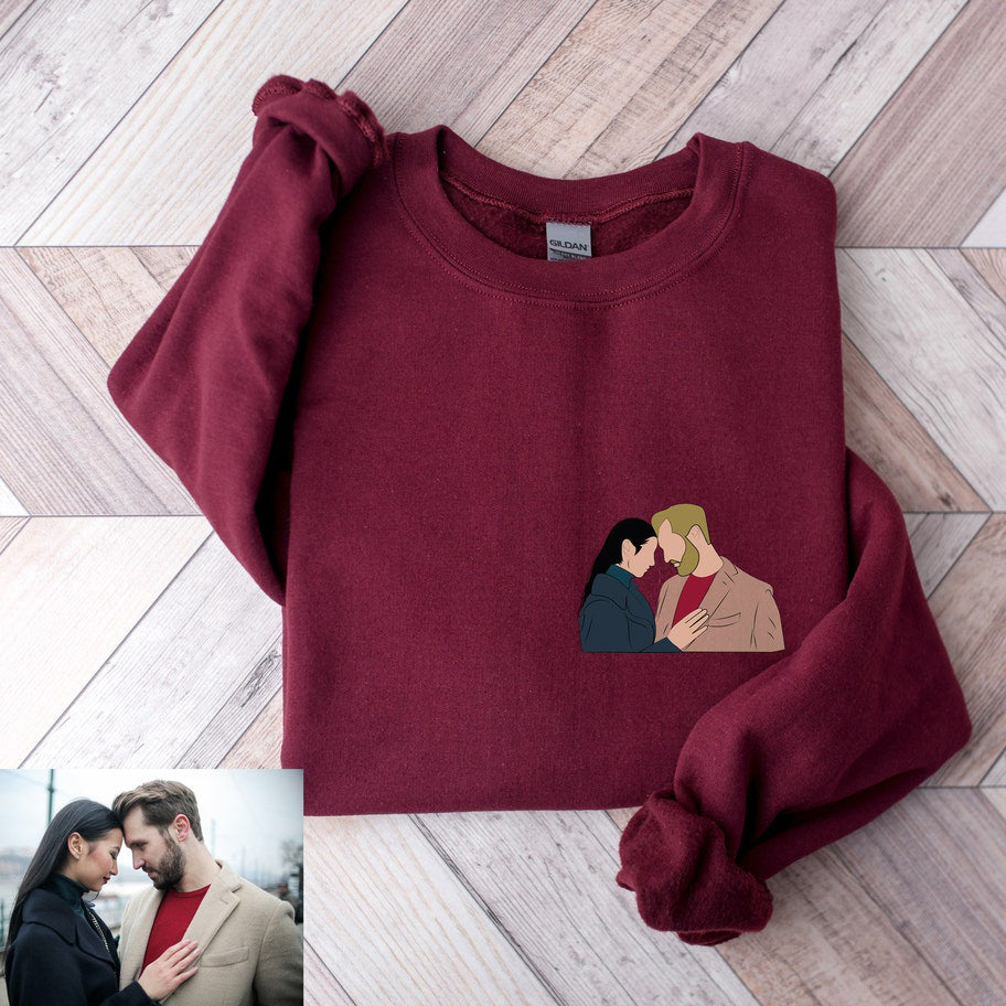 Custom Family Sweatshirt Couple Portrait from Photo Printed Sweatshirt Personalized Gift for Couple & Family