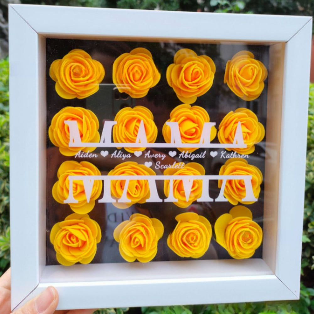 Personalized Flower Shadow Box Preserved Rose Picture Frame Gift for Family