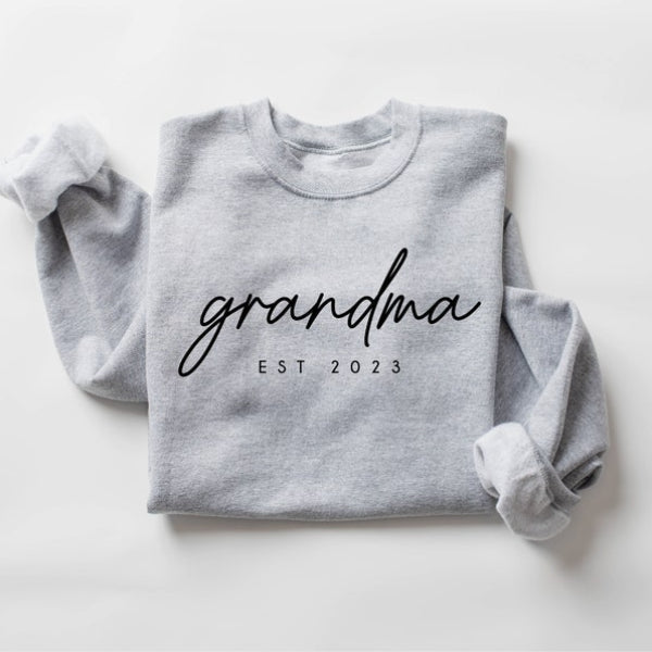 Custom Grandma Sweatshirt with Kids Name on Sleeve Unique Nana Est Gift for Family