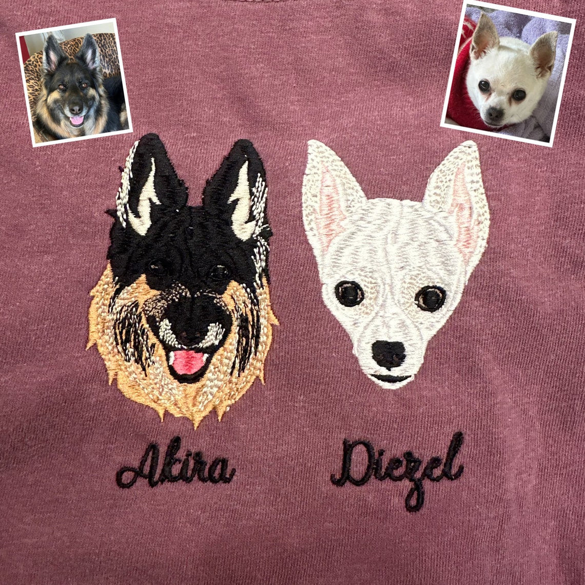 Personalized Pet Hoodie Embroidered Dog Portrait from Photo Sweatshirt Unique Gift for Pet Lover