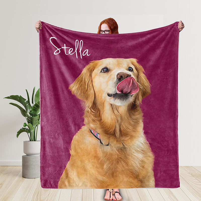 Personalized Pet Photo Blanket Custom Dog Blanket with Picture & Name Gift for Pet Lover