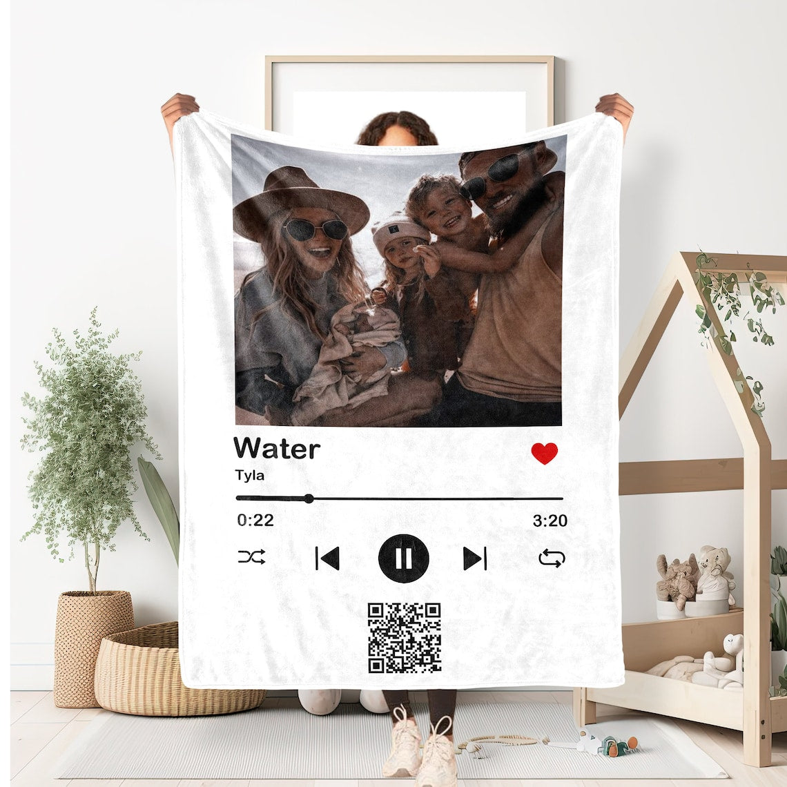 Custom Spotify Photo Blanket Personalized Music Blanket with Your Favorite Song Gift for Friends & Family