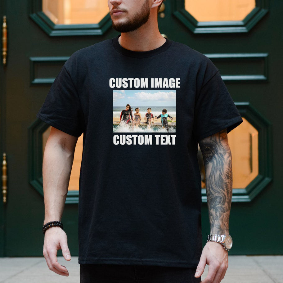 Custom Photo Text Shirt Personalized Family & Couple Photo Tee Gift for Birthday