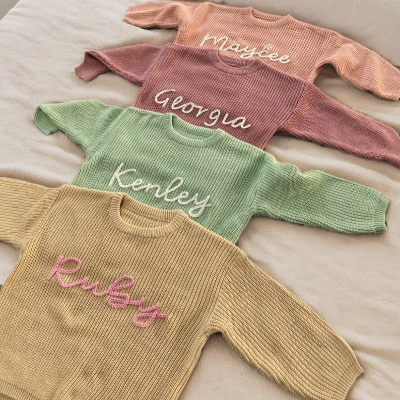 Embroidered Baby Sweater Custom Baby Girls Boys Sweater with Name Gift