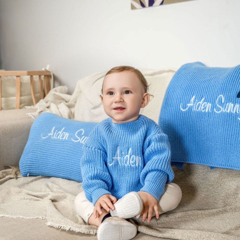 Custom Baby Embroidered Sweater Personalized Newborn Name Knitted Sweater