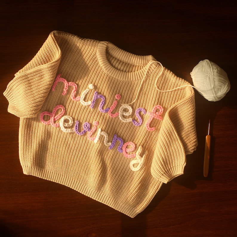 Personalized Hand Embroidered Toddler Sweater Custom Baby Name Sweater Gift