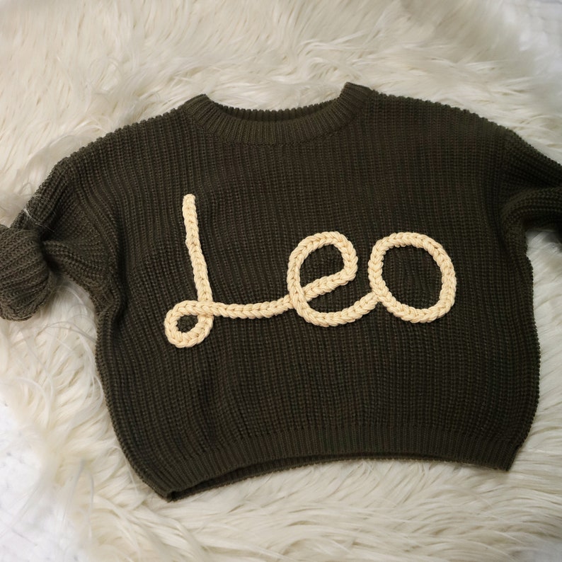 Personalized Hand Embroidered Toddler Sweater Custom Baby Name Sweater Gift